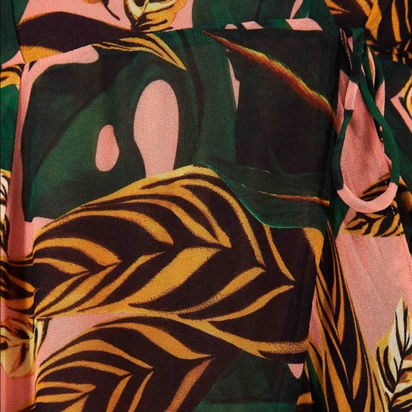 SOLD Farm Rio Pale Leaf Wrap Dress - Picture 6 of 11